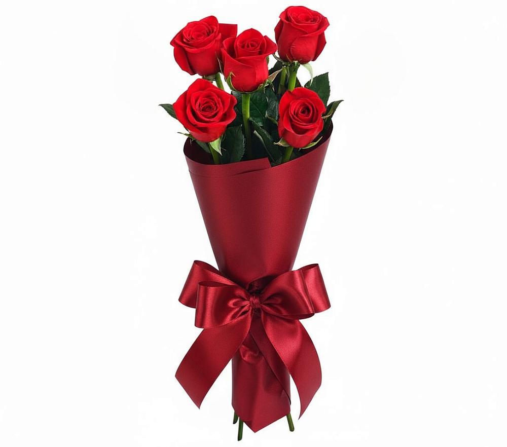 Букет 5 Красных роз Эдлесс Лав в Екатеринославке