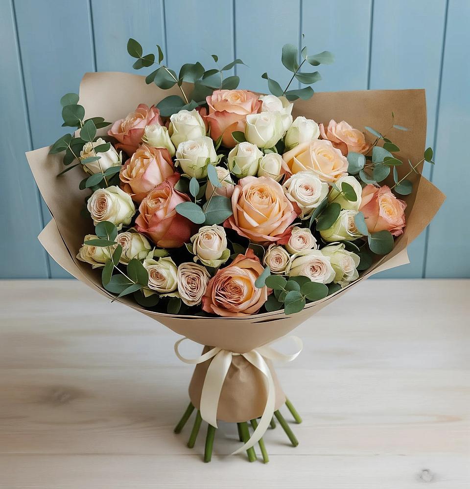 Букет цветов из: Альстромерии и Розы в Екатеринославке