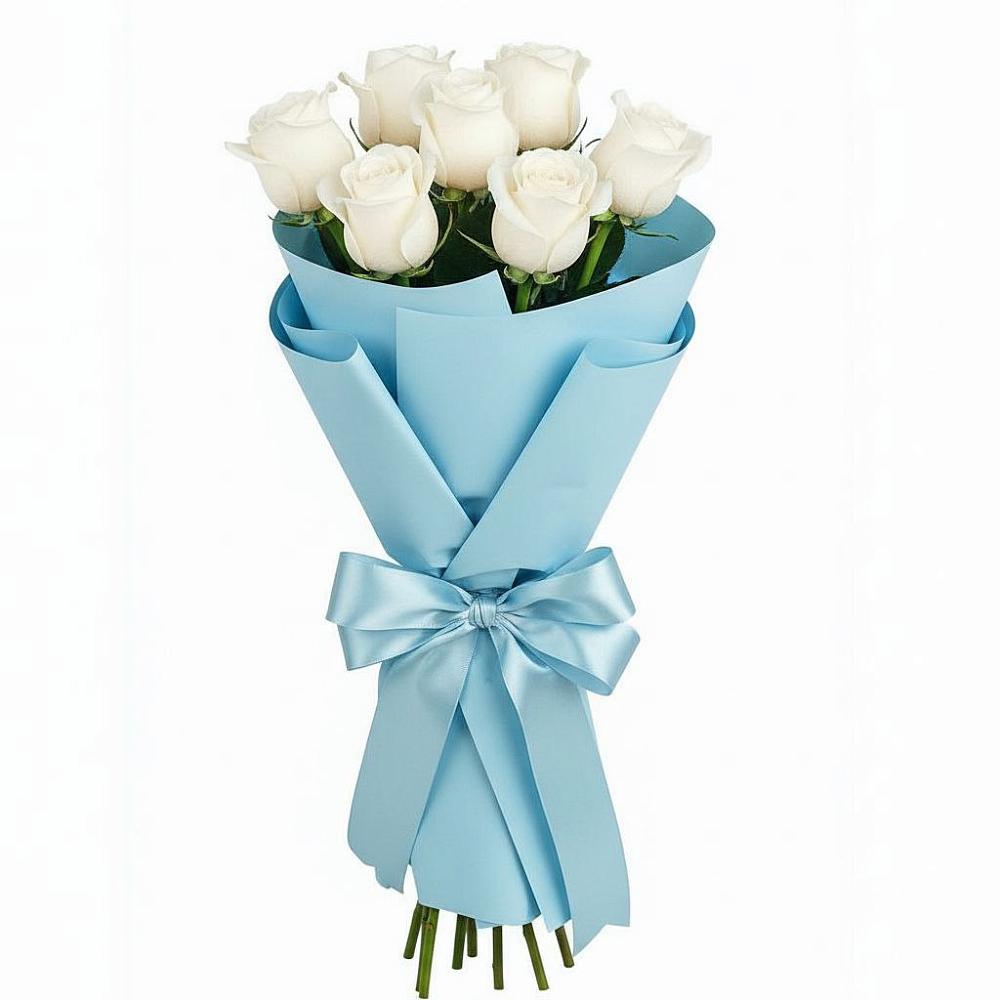 Букет 7 белых роз Проуд в Екатеринославке
