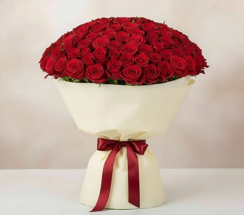 Букет 101 Красная роза Милано в Екатеринославке
