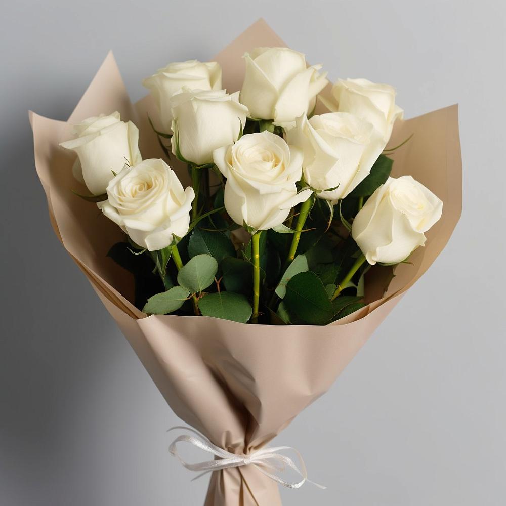 Букет 9 Белых роз Эдлесс Лав в Екатеринославке