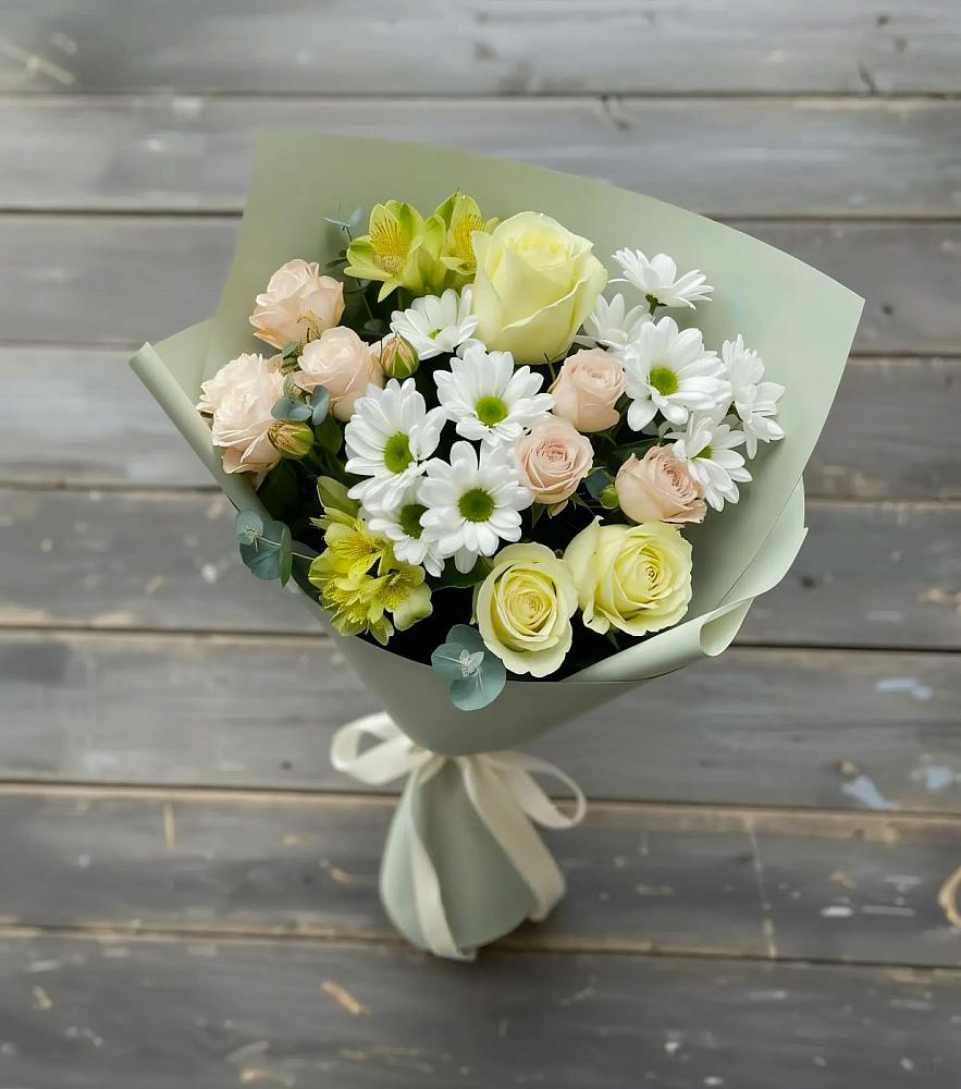 Букет цветов из: Альстромерии, Розы и Хризантемы в Екатеринославке