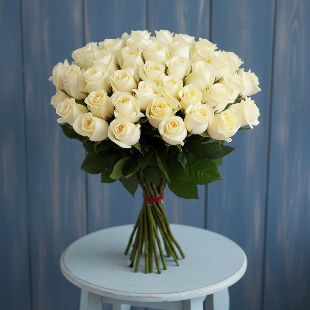 Букет 51 Белая роза Эдлесс Лав в Екатеринославке