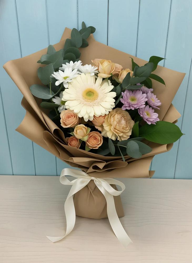Букет цветов из: Герберы и Хризантемы в Екатеринославке