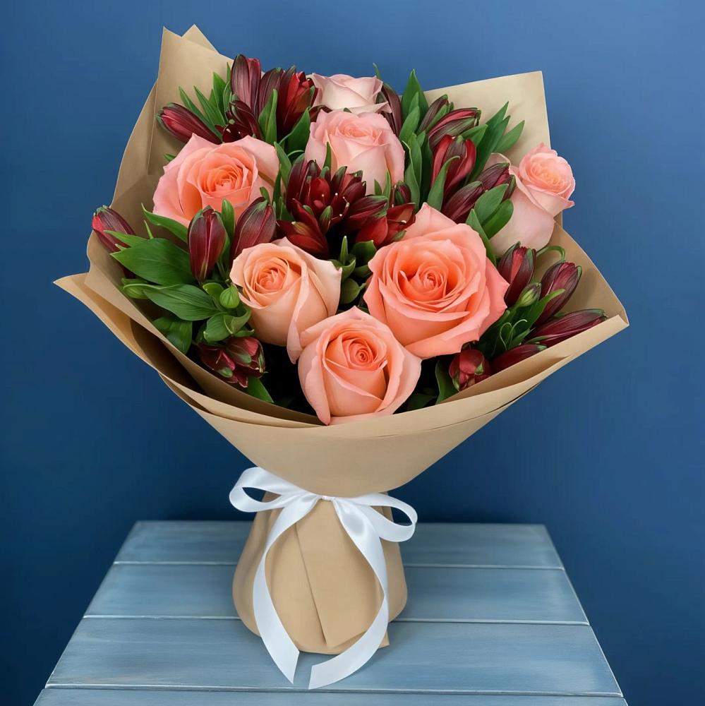 Букет цветов из: Розы и Альстромерии в Екатеринославке