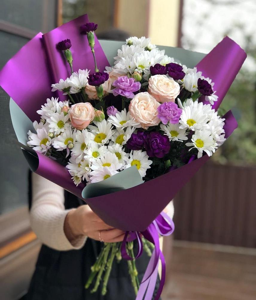 Букет цветов из: Хризантемы, Гвоздики и Розы в Екатеринославке