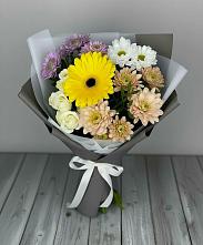 Букет цветов из:  Розы, Герберы и Хризантемы в Екатеринославке