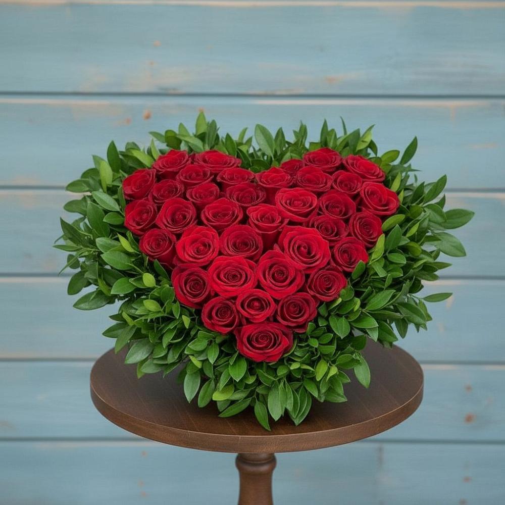 Цветочная композиция из Розы в виде сердца в Екатеринославке