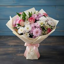 Букет цветов из:  Хризантемы, Альстромерии и Розы в Екатеринославке