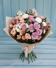 Букет цветов из:  Хризантемы, Розы и Альстромерии в Екатеринославке