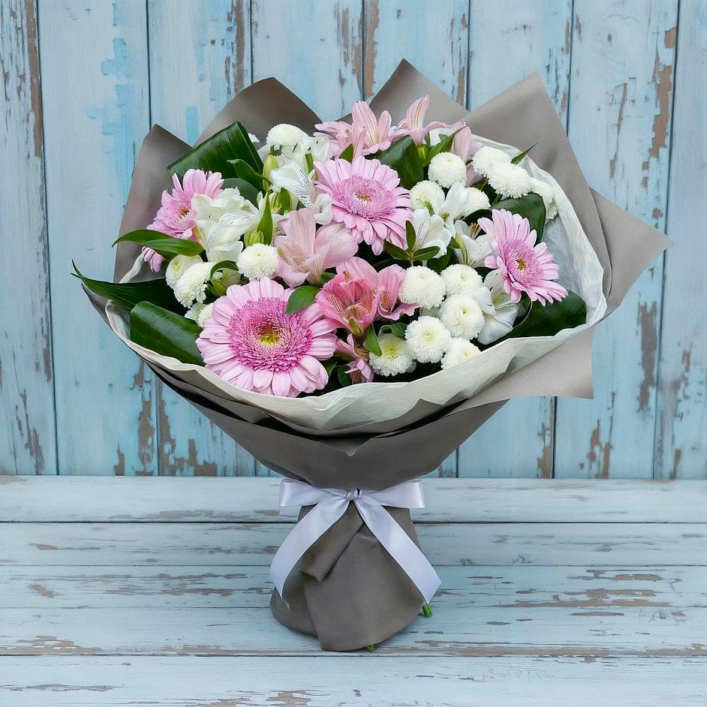 Букет цветов из: Герберы, Альстромерии и Хризантемы в Екатеринославке